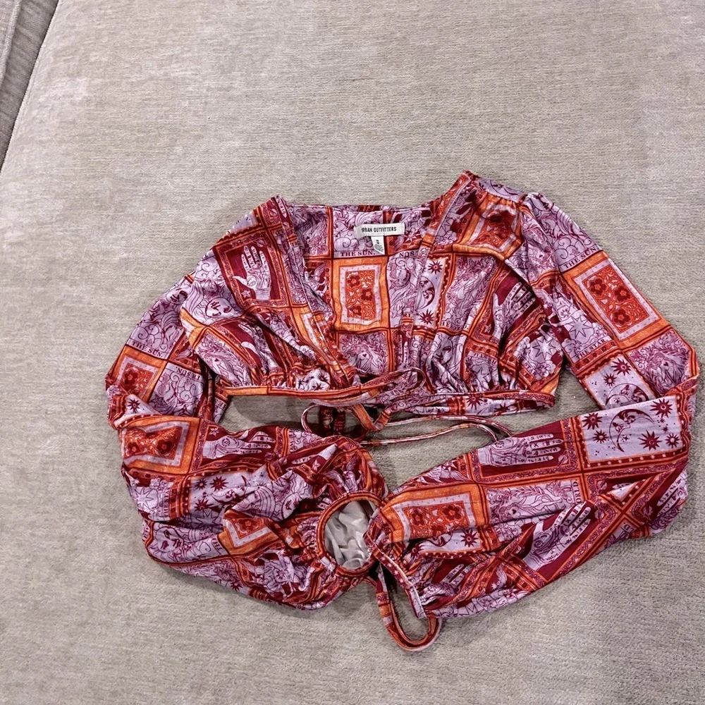 Urban Outfitters UO Florentina Stampa Wrap Top M Tarot Card Top - Picture 3 of 6